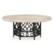 Limed Wood Dining Table with Wrought Iron Base 72