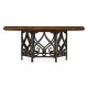 Rustic Walnut Dining Table with Wrought Iron Base 72