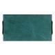 Teal Faux Shagreen and Bronze Legged Coffee Table