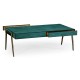 Teal Faux Shagreen and Bronze Legged Coffee Table