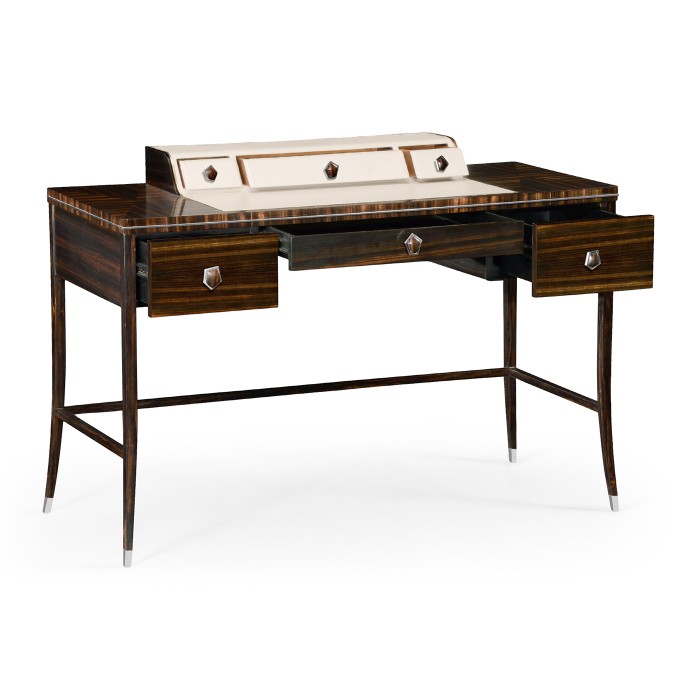 Macassar Ebony Dressing Table with White Brass Detail