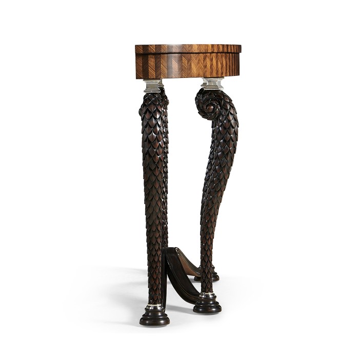 Feather Inlay Hand Carved Console Table