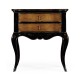 French Style Black Painted & Cherry Bedside Chest
