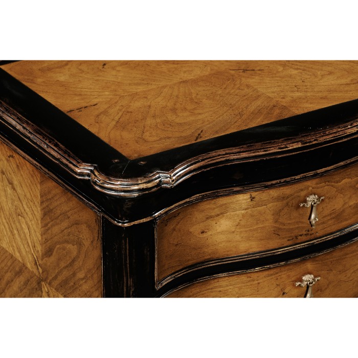 French Style Black Painted & Cherry Bedside Chest