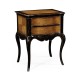 French Style Black Painted & Cherry Bedside Chest