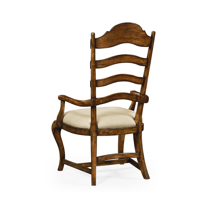 Casual Rustic Walnut Dining Arm Chair