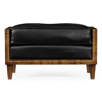 Cosmo Footstool, Upholstered in Black Leather