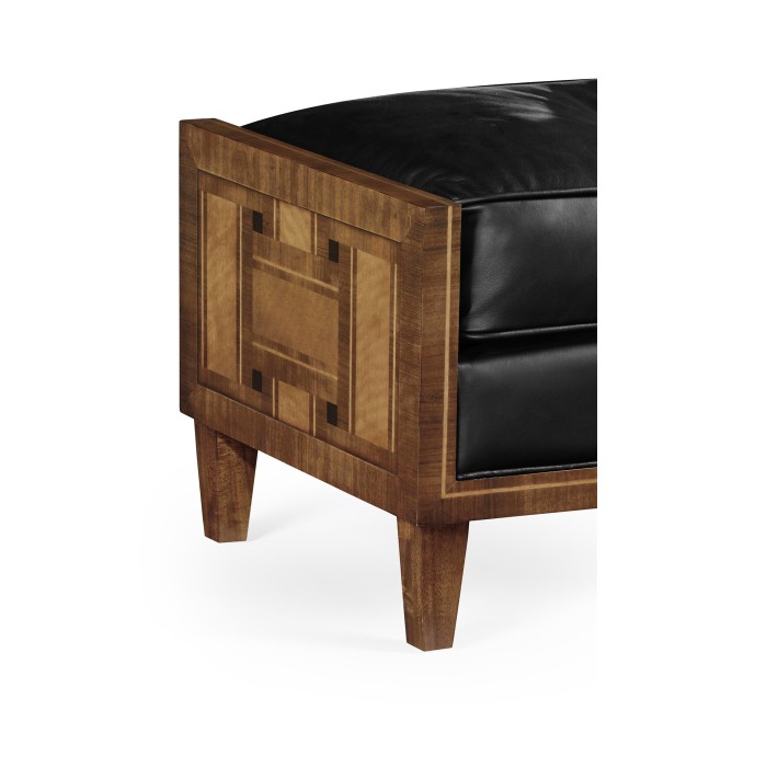 Cosmo Footstool, Upholstered in Black Leather