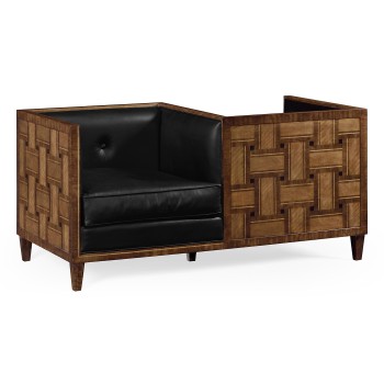 Cosmo Transitional Loveseat, Upholstered in Black Leather