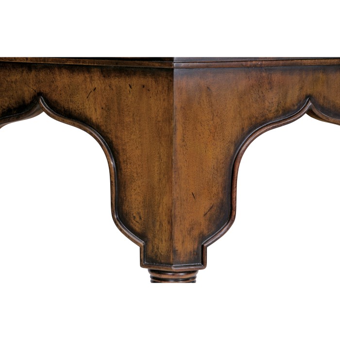 Rustic walnut console with bones inlay