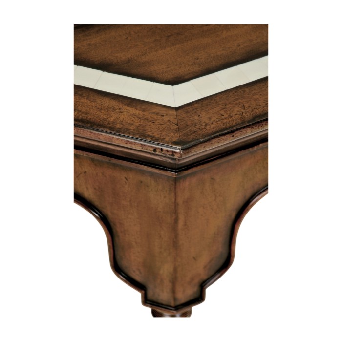 Rustic walnut console with bones inlay