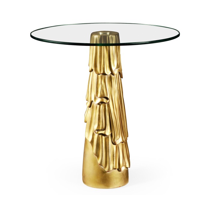 Gilded antique gold leaf round drink table