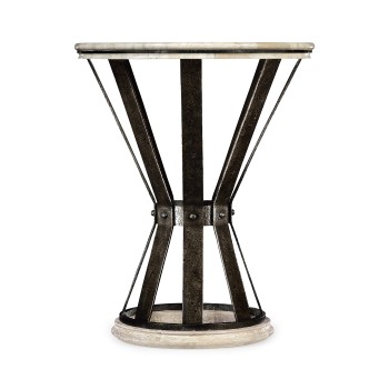 Wrought Iron Round Table with Light Marble Top