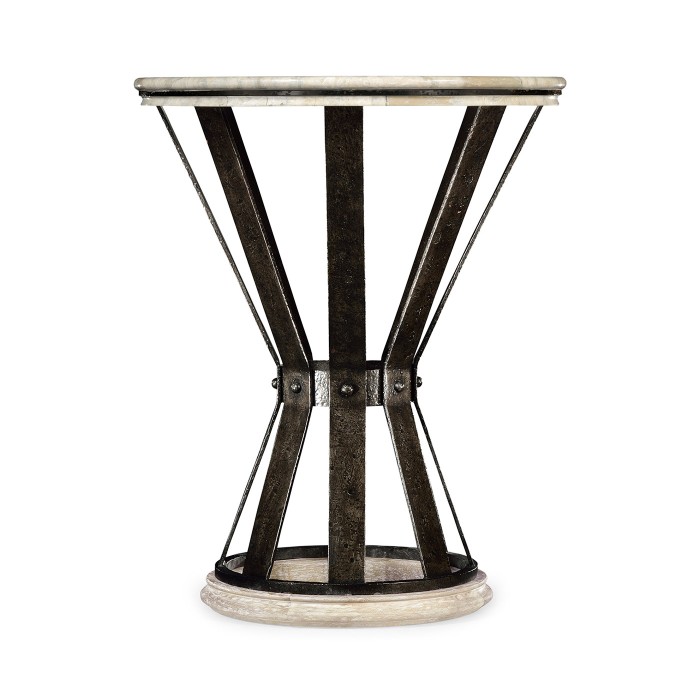 Wrought Iron Round Table with Light Marble Top