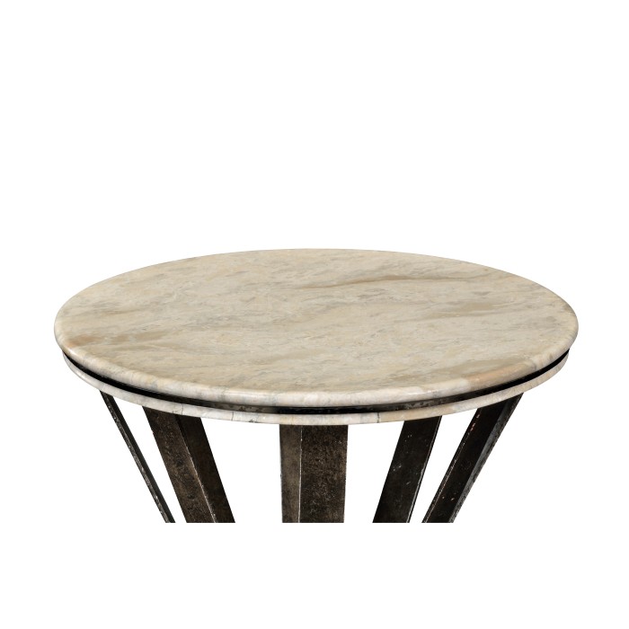 Wrought Iron Round Table with Light Marble Top
