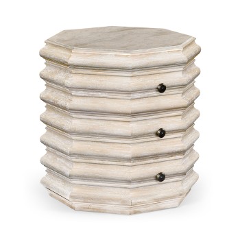 Octagon Limed Acacia End Table