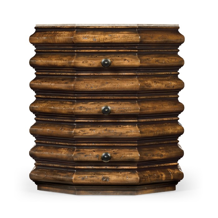 Octagon Rustic Walnut End Table