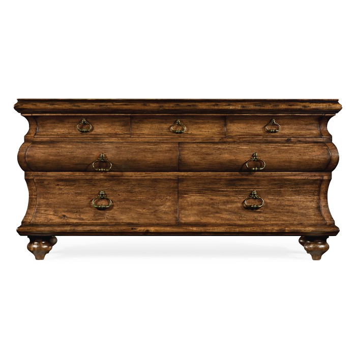 Large Rectangular Rustic Walnut Chest of Drawers