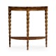Walnut Barleytwist Demilune Console Table