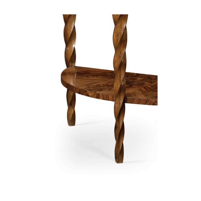 Walnut Barleytwist Demilune Console Table