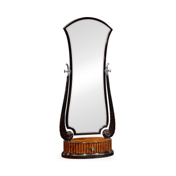 Feather Inlay Hand Carved Standing Mirror