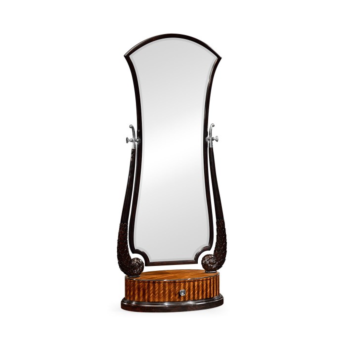 Feather Inlay Hand Carved Standing Mirror