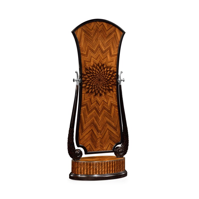 Feather Inlay Hand Carved Standing Mirror