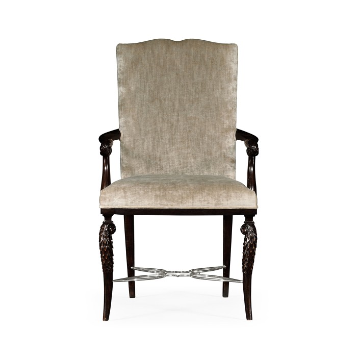 Icarus Dining Arm Chair, Upholstered in Calico Velvet