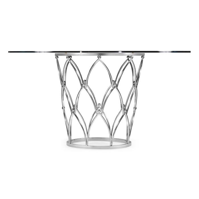 Feather Inlay Glass Top Dining Table 60