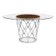 Feather Inlay Glass Top Dining Table 60