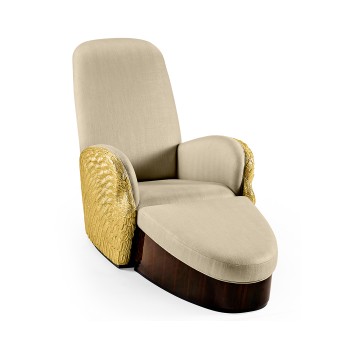 Gilded Angel Wing Chair with Ottoman
