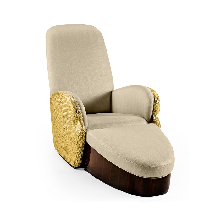 Gilded Angel Wing Chair with Ottoman
