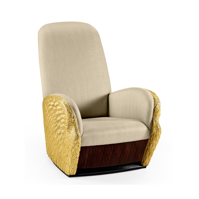 Gilded Angel Wing Chair with Ottoman