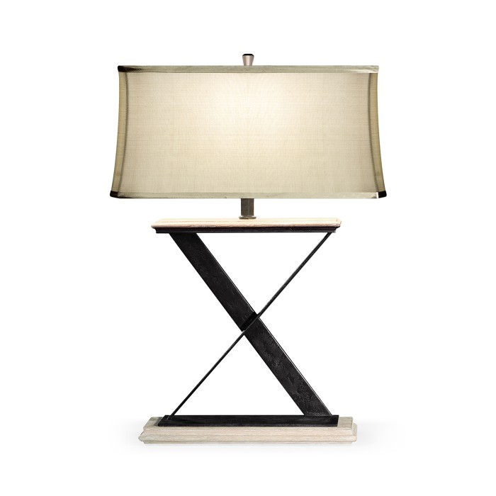 Artisan Table Lamp in Limed Acacia with Wrought Iron