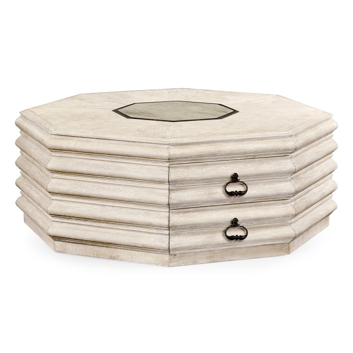 Octagon limed acacia coffee table