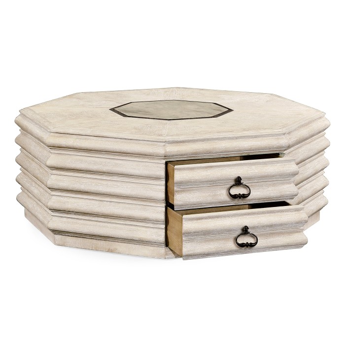 Octagon limed acacia coffee table