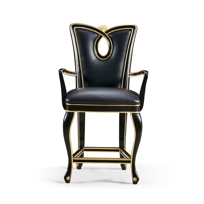 Black Painted Counter Stool (Arm)