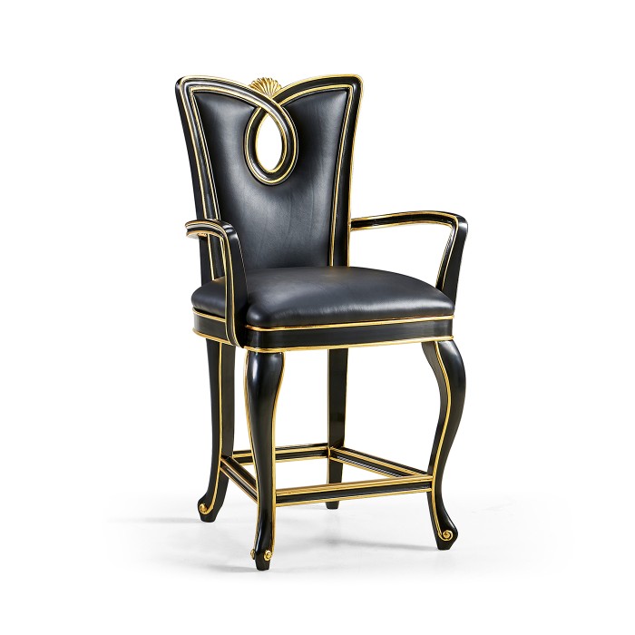 Black Painted Counter Stool (Arm)
