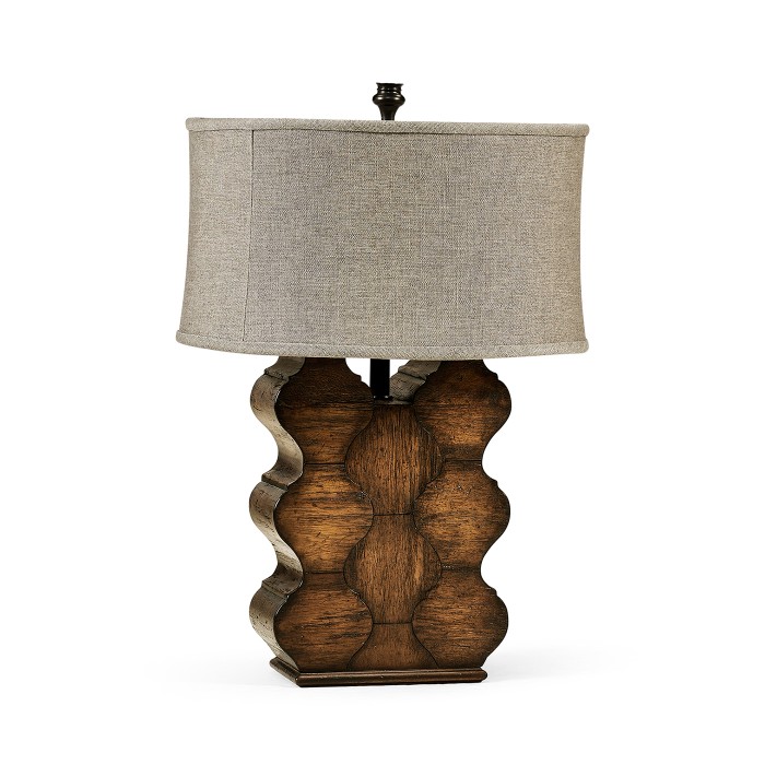Rustic Walnut Wood Table Lamp
