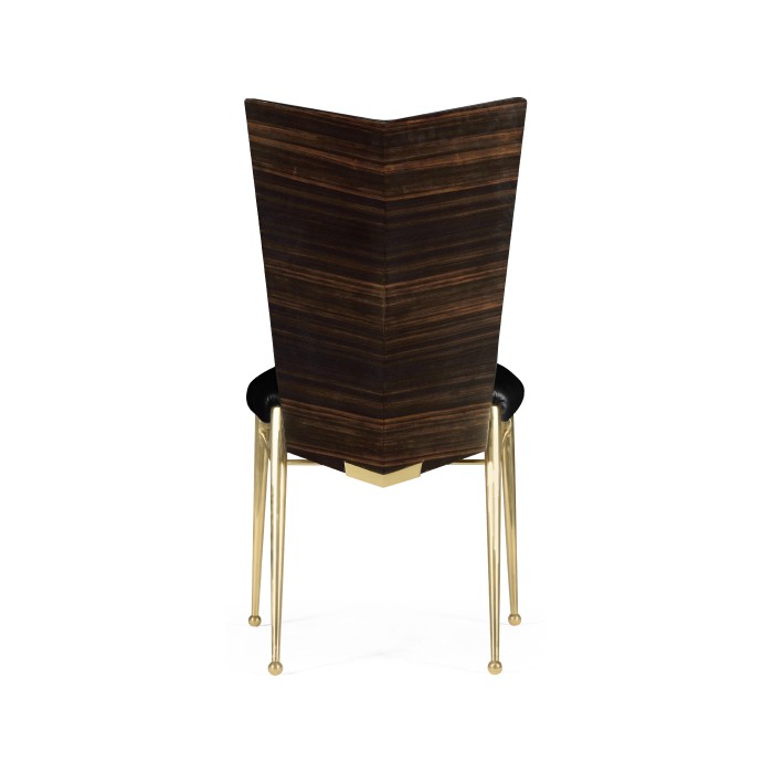 Art Décor gilded side chair with black leather