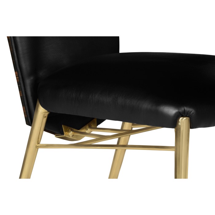 Art Décor gilded side chair with black leather