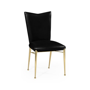 Art Décor gilded side chair with black leather
