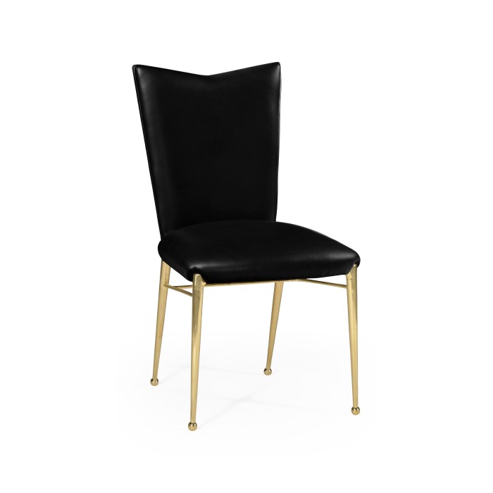 Art Décor gilded side chair with black leather