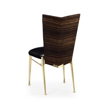 Art Décor gilded side chair with black leather
