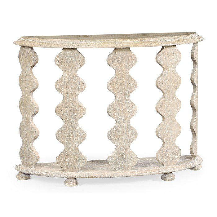 Demilune Console Table in Limed Acacia