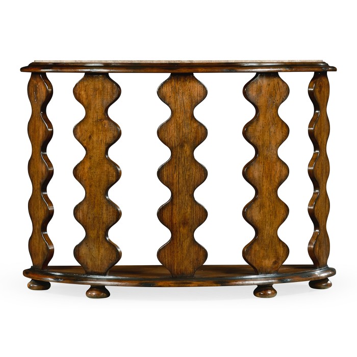 Demilune Console Table in Rustic Walnut