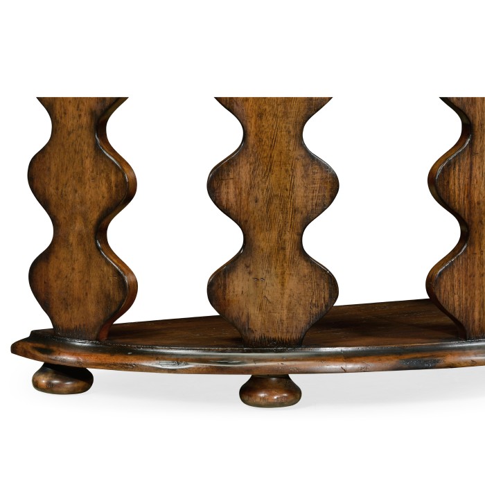 Demilune Console Table in Rustic Walnut