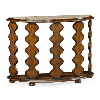 Demilune Console Table in Rustic Walnut