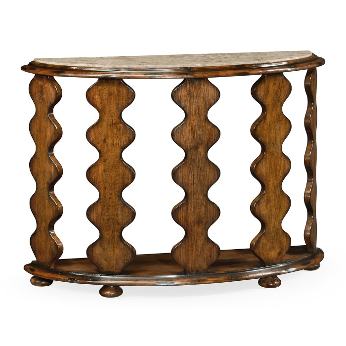 Demilune Console Table in Rustic Walnut