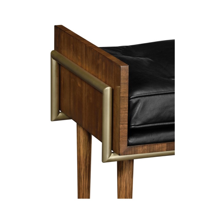 Cosmo Hyedua Stool, Upholstered in Black Leather
